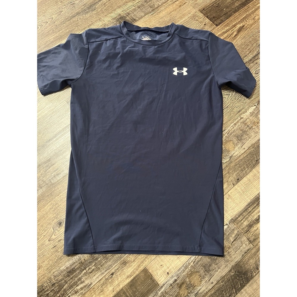 Under Armour Heatgear Short Sleeve Navy Blue Athletic T-Shirt (XL) Gym Running